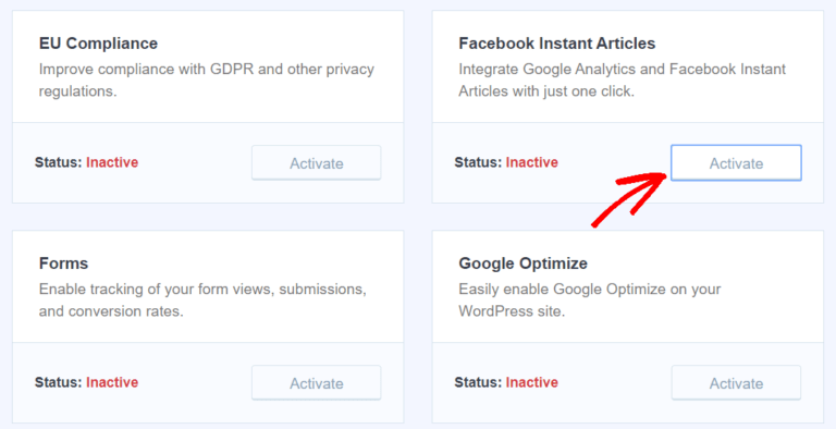 activate facebook instant articles addon